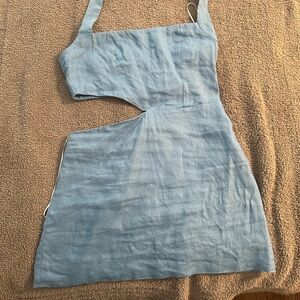 Reformation Light Blue Linen Top